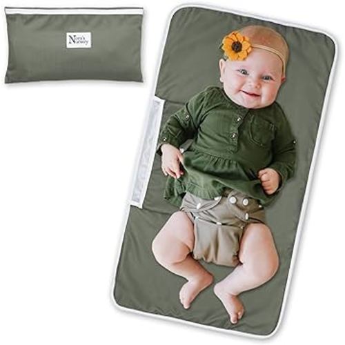 Nora's Nursery Portable Baby Diaper Changing Pad Mat - Waterproof - Sage
