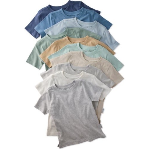 Taylor Assorted 10-Pack Organic Cotton T-Shirts, 18M