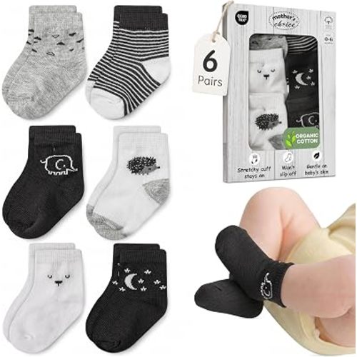 Organic Cotton Blend 6 Cotton Baby Sock 0-6M Shower Registry Gift