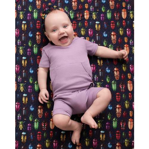 Front Opening Ready Set Romper® Shortie in Ribbed Lavender
