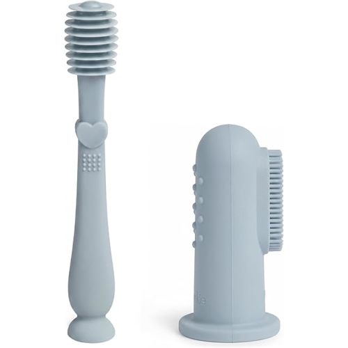 Moonkie Baby Finger Toothbrush Tongue Oral Cleaner Kit for 3 Months +, 2 Pcs (Cloud)