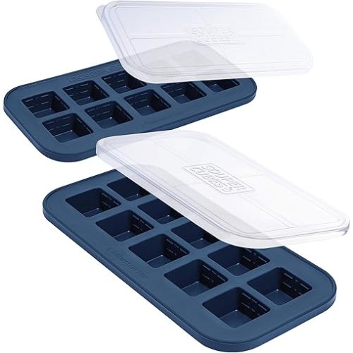 Souper Cubes 2 Tbsp Silicone Freezer Molds with Lids, Blueberry, 2-Pack
