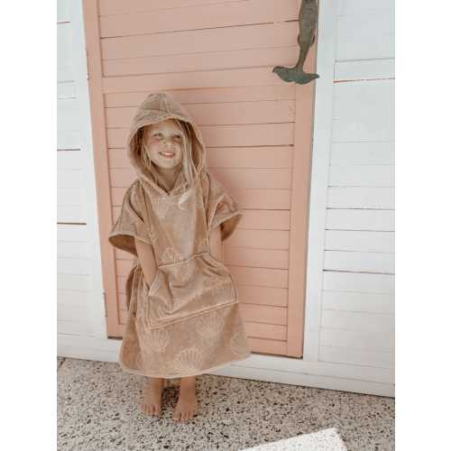 Hooded Towel Poncho XS (0-3 Years) - Beige Shell