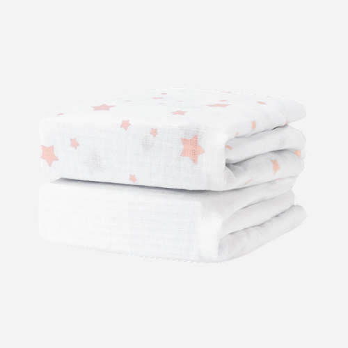 Breathable, Organic Cotton Sheets (2-pack) - Standard / Stardust Blush Coral & White