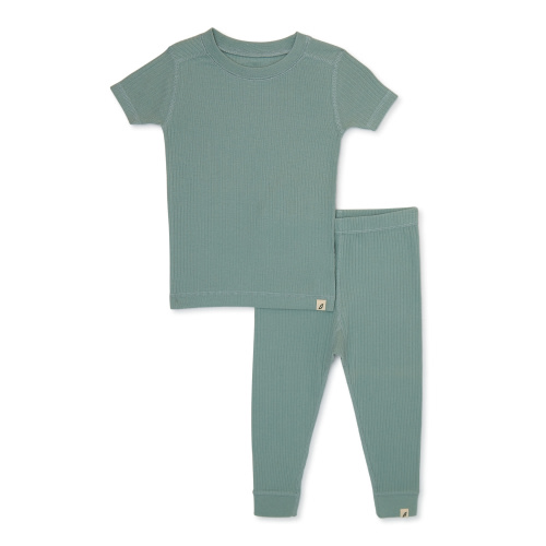 easy-peasy Toddler Unisex Organic Short Sleeve Top and Pants Pajama Set, 2-Piece, Sizes 12M-5T