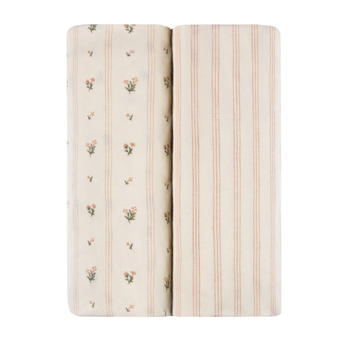 Linear Floral Crib Sheet Set Crib Sheet Set – Ely's & Co.