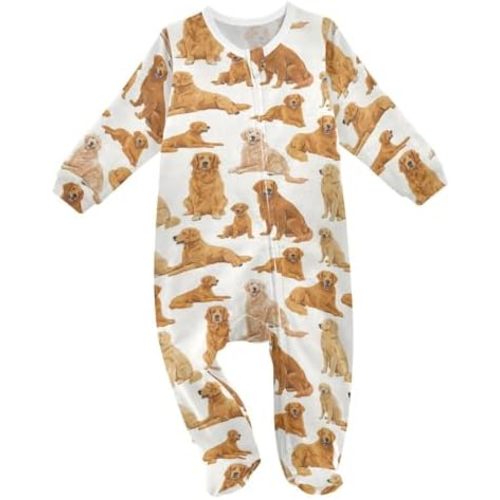 Dussdil Dog Pup Baby One-Piece Footies Newborn Rompers Pajamas Cotton Footed Pjs for Sleep Play Boys Girls