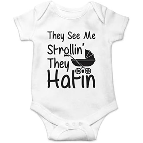 AW Fashions They See Me Strolli' They Hatin Bodysuit Newborn Boy Outfits Cute Romper Baby Girl Clothes