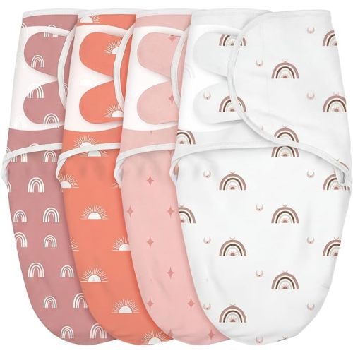 4 Pcs Preemie Baby Swaddle Adjustable Wrap Cotton Preemie Swaddle Blanket for Newborn Boys Girls (Starry Style,for Preemies)