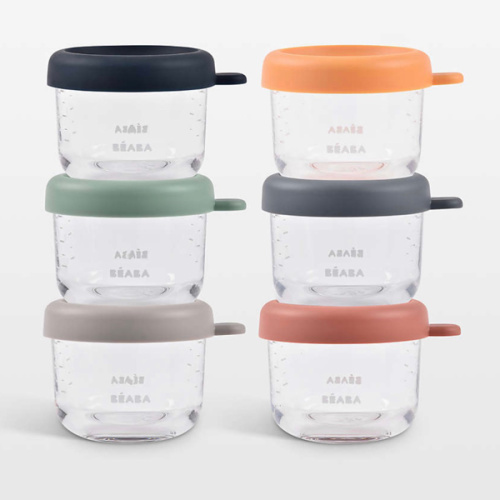 BEABA 5oz Glass Baby Food Jars, Set of 6