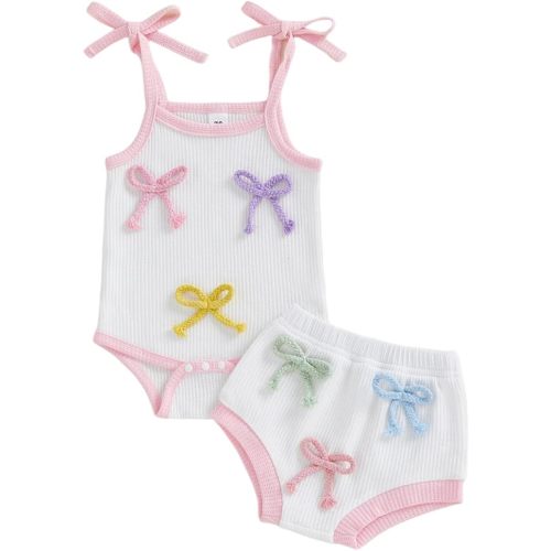 Newborn Baby Girl Clothes Floral Sleeveless Romper Bodysuit + Ruffle Bloomers Shorts Infant Summer Outfits Set