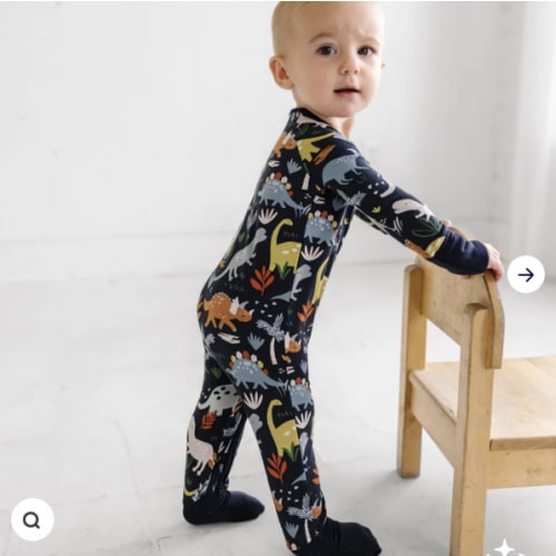 Navy Jurassic Jungle Zippy - Little Sleepies SIZE NEWBORN