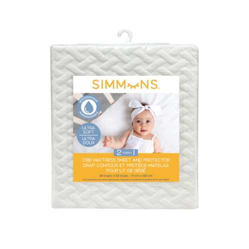 Simmons 2-in-1 Crib Sheet & Mattress Protector, Ivory
