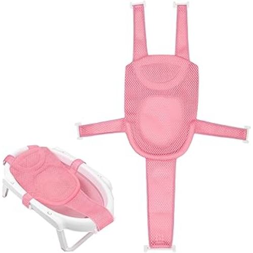 Colorlife Baby Bath Seat Support Net Infant Bathing Seat Support Mat, Adjustable Comfortable Non-Slip Five-Pointed Baby Shower Net Bathtub Sit Up Mesh for Newborn 0-6 Months-Pink(No Bathtub)