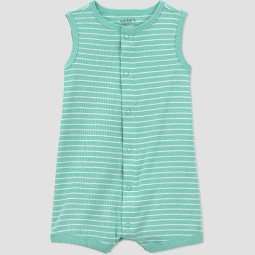 Carter's Just One You® Baby Boys' Striped Romper - Green Newborn