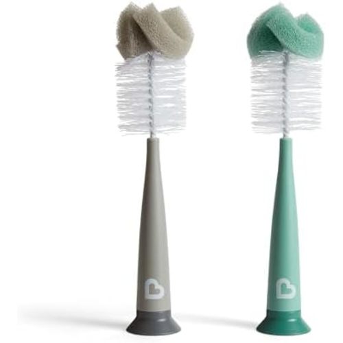 Munchkin Sponge Bottle Brush, Grey/Sage, 2 Count (Pack of 1)