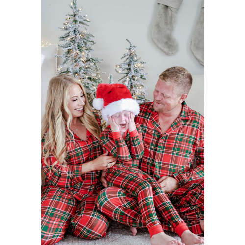 Christmas Bamboo Two-Piece Pajama Set in Plaid Tidings | Caden Lane