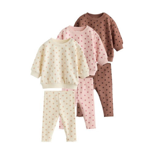 Kids' 6-Piece Polka Dot Sweatshirt and Leggings Set, 0-3M