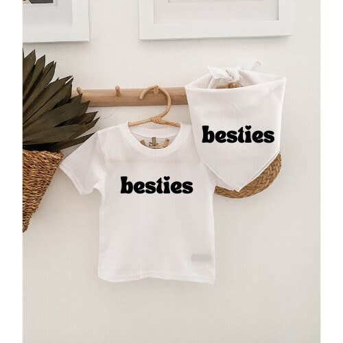 Besties matching dog bandana, baby bodysuit, toddler shirt, announcement, family photoshoot, maternity, dog mom, baby shower gift, newborn