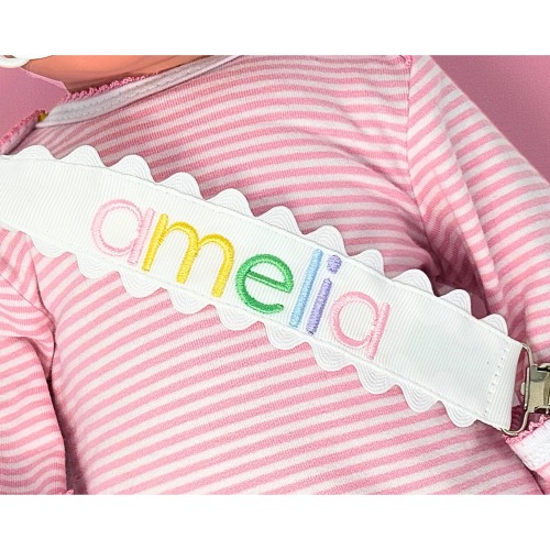 Personalized Paci Clip for Newborn Baby Custom Pacifier Holder for Infant Baby Shower Gift Monogrammed Pacifier Clip Baby Name Embroidery
