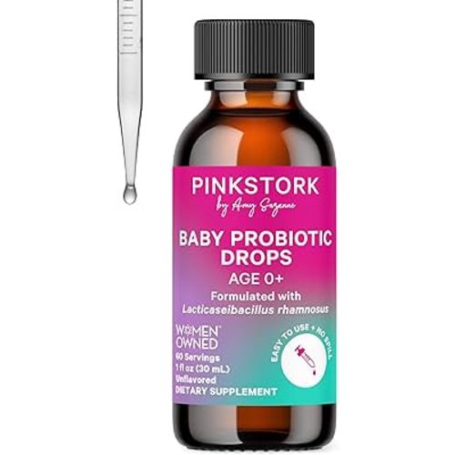 Pink Stork Baby Probiotic Drops, Newborn, Infant & Toddler Probiotics to Help Aid Digestion and Constipation Support, Newborn Essentials - 1 fl oz, 2 Month Supply