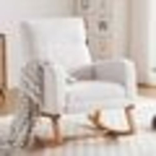 Anacely 28" Wide Roki with Solid Wood and Footrest 37.4 H x 28.7 W x 38.9 D in Teddy