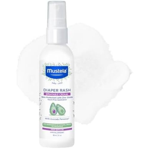 Mustela Baby Diaper Rash Cream Spray – Touch-Free protectant with Zinc Oxide & Natural Avocado - Treats, Soothes and Prevents Diaper Rash- Fragrance-Free - 3 fl. oz