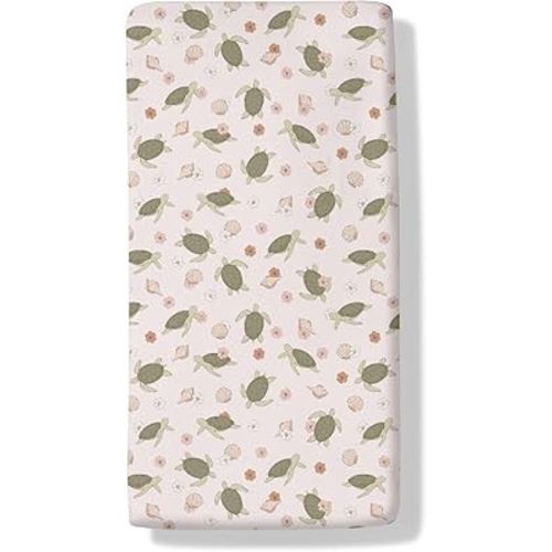 Summer Turtle Floral Baby Crib Sheets Sea Turtles Boho Flowers Seashells Conch Standard Crib Toddler Mattresses Ocean Animal Nursery Bedding Sheet Crib Mattress Sheets 28x52in