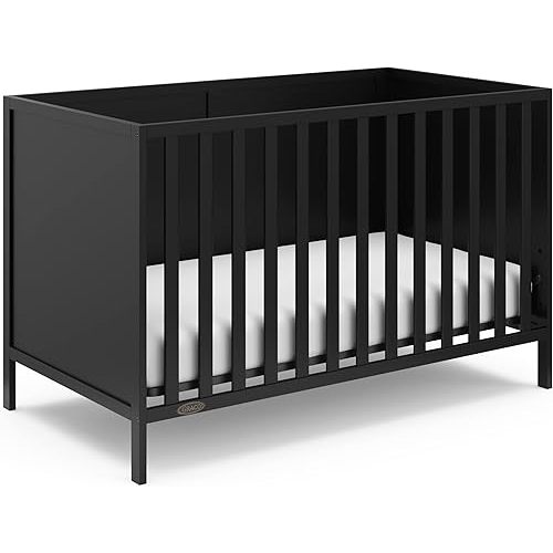 Graco Theo 3-in-1 Convertible Baby Crib (Black) - GREENGUARD Gold Certified, Converts to Toddler Bed & Daybed, Fits Standard Full-Size Baby Crib Mattress, 4 Adjustable Mattress Heights