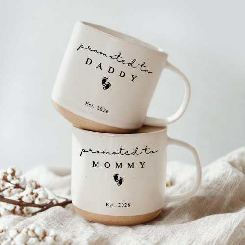Promoted to Parents Mug, Pregnancy Announcement Mug Gift for Dad Mom, Gift for New Dad, First Time Mom and Dad Est. Mugs, Baby Shower Gift