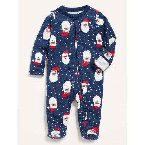 Unisex Sleep & Play Matching Print 2-Way-Zip Footed One-Piece for Baby
