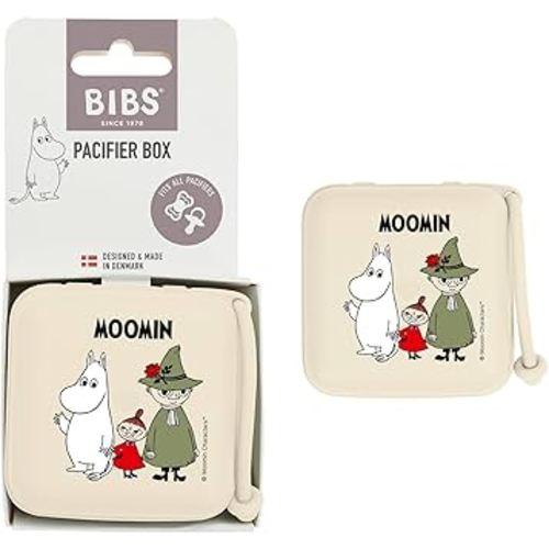 BIBS x Moomins Pacifier Box with Strap. Paci Holder and Steriliser case. 100% BPA Free Food-Grade Material - Ivory