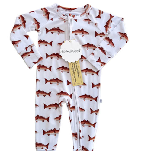PREORDER Redfish Zippy Sleepers with Fold Over Cuffs (0/3M-12/18M) SHIPS MAY 2026