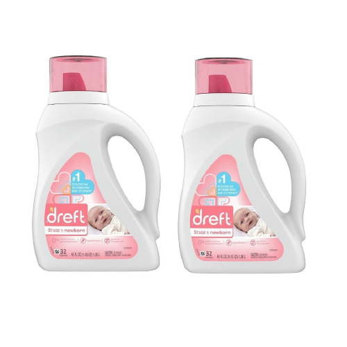 Dreft Stage 1, Newborn Liquid Detergent 46 oz, 32 Loads - 2 Pack