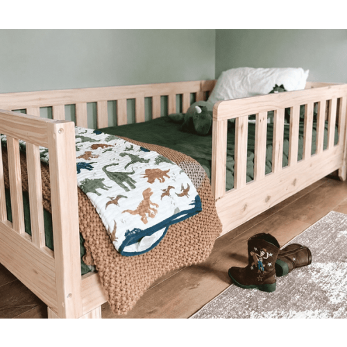 Luca Montessori Floor Bed With Rails | Convertible Twin & Full – Custom Kids Furniture
