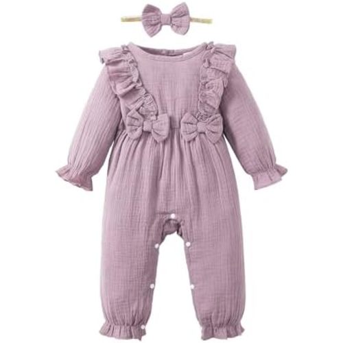 SUNNY PIGGY Newborn Baby Girl Clothes Baby Girl One Piece Romper Fall Winter Long Sleeve with Hat Sets Cute Infant Outfits