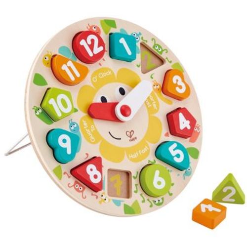 Hape: Learn The Time Bug Puzzle - 13pc Wooden Clock Puzzle,Ages 3+