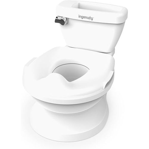 Ingenuity My Size Potty Pro 2-in-1 Potty Training Toilet, Floor Potty with Removable Potty Seat for Standard Toilets, Realistic Flushing Sound, For Toddlers Ages 18+ months, Up to 50 lb