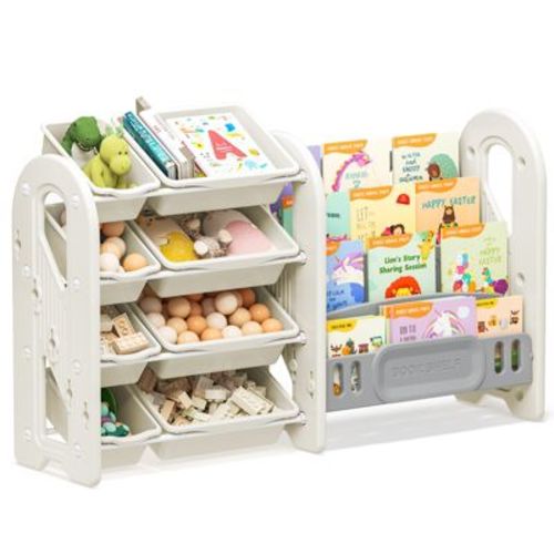 SUGIFT 2-in-1 Kids Bookshelf and Toy Organizer with Storage Bins for Playroom Bedroom