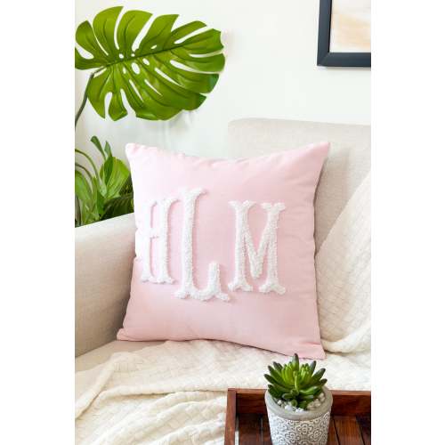 Personalized Monogram Pillow Cover with Punch Needle Embroidery, Personalized Wedding Gift for Couple, Custom Monogram Gift, Initial Pillow