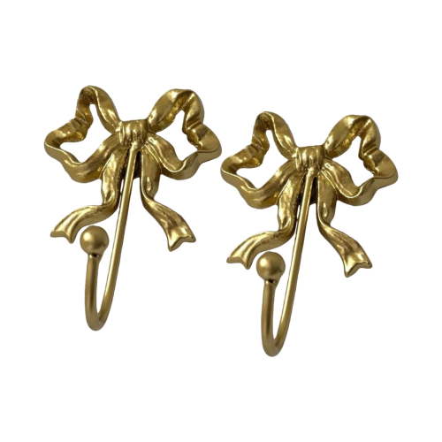 Pack of 2 Vintage Cast Iron Bows Hooks for Elegant Wall Decor Storage in Bedroom Bathroom