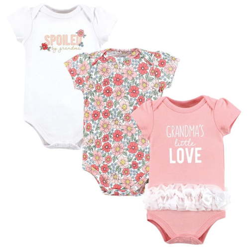 Hudson Baby Infant Girl Cotton Bodysuits, Grandmas Love Tutu, 0-3 Months