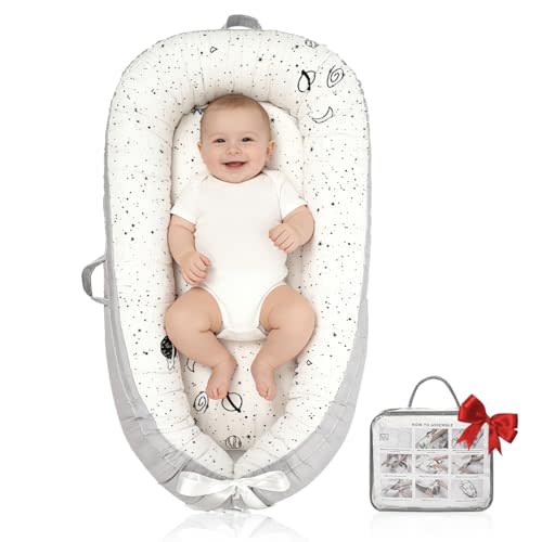 Baby Lounger | Organic Cotton Infant Lounger | Reversible, Adjustable & Portable Floor Lounger | Soft, Breathable, Washable Cover