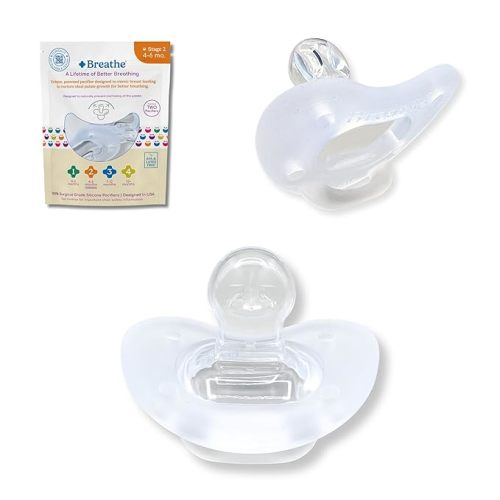 Breathe Baby Pacifier – (Stage 2: 4-6 Months) Patented Design for Natural Oral & Facial Development - BPA-Free, Latex-Free, Pediatrician Developed - Dishwasher Safe 2 Pack