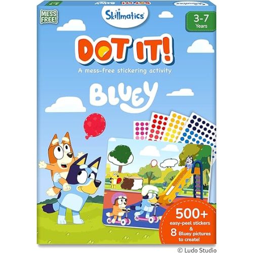 Skillmatics Dot It Bluey – Sticker Art, Travel Toy, Craft Kit for Kids