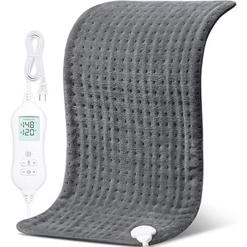 NOWWISH Heating Pad for Back Pain Relief & Period Cramps, 33x17 Inch Moist Heat Electric Heating Pad with 10 Heat Settings and Auto Shut-Off, Machine Washable, Christmas Gifts for Women Men, Grey