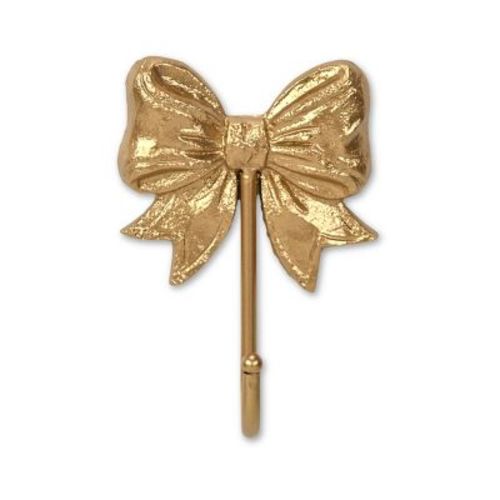 HomeRoots 4" Gold Cast Iron Bow Wall Hook