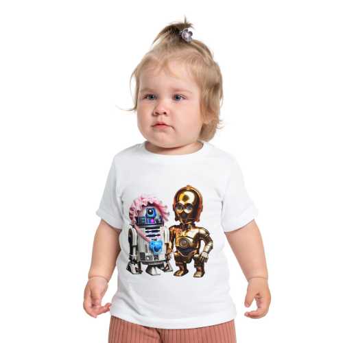 Cuddly Retro Robots Baby Short Sleeve T-Shirt | Droid Duo Tee Star Wars
