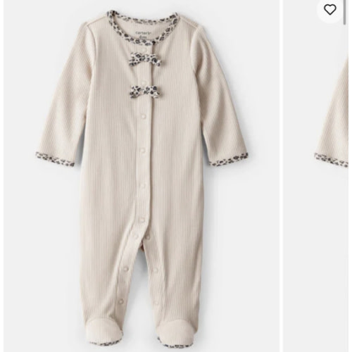 Baby Girl Bow Cotton Long-Sleeve Snug Fit Sleep & Play Pajamas - Brown | Carter's