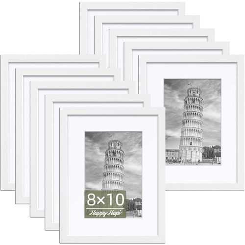 5x7 Picture Frames Set of 10, White Picture Frames Display Pictures 4x6 with Mat or 5x7 Without, Tabletop or Wall Display, Multi Photo Frames Collage (White)